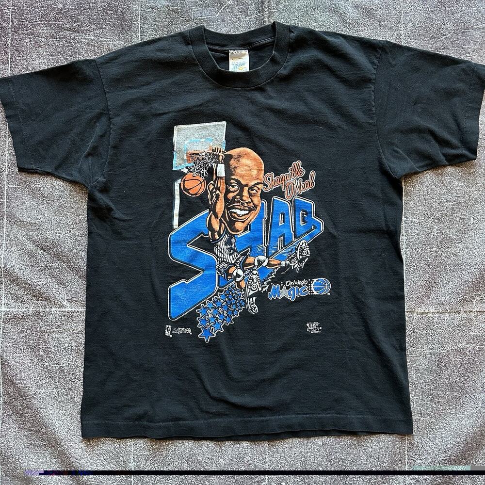 Men's Vintage 90's Fan NFL Orlando Magic Shaquille O'neal Black T Shirt Tee Sz L
